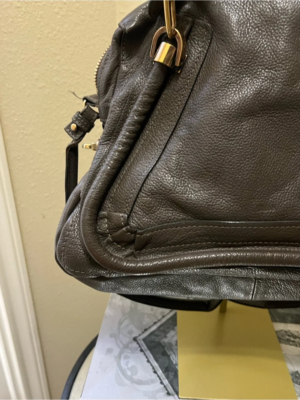 Chloe Brown Leather Satchel with Gold-Tone Hardware